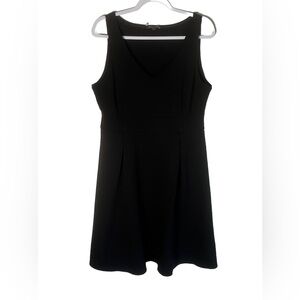 Eileen Fisher Fit And Flare Dress Womens Black LBD Sleeveless Knee Length Size L
